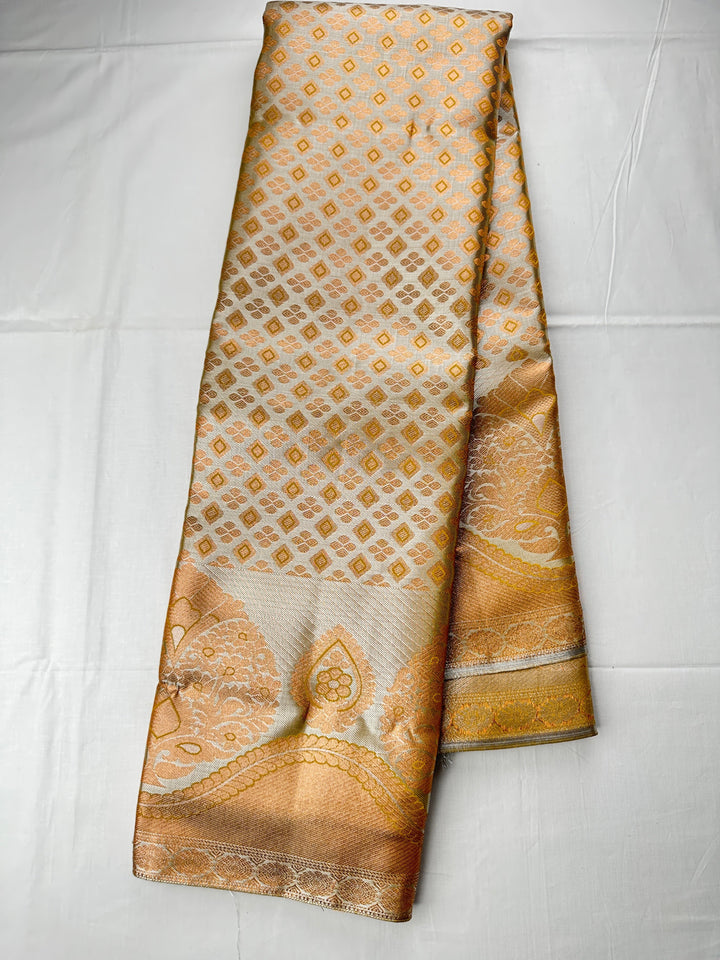 Rich Yellowish Copper Kanjipuram Silk Saree