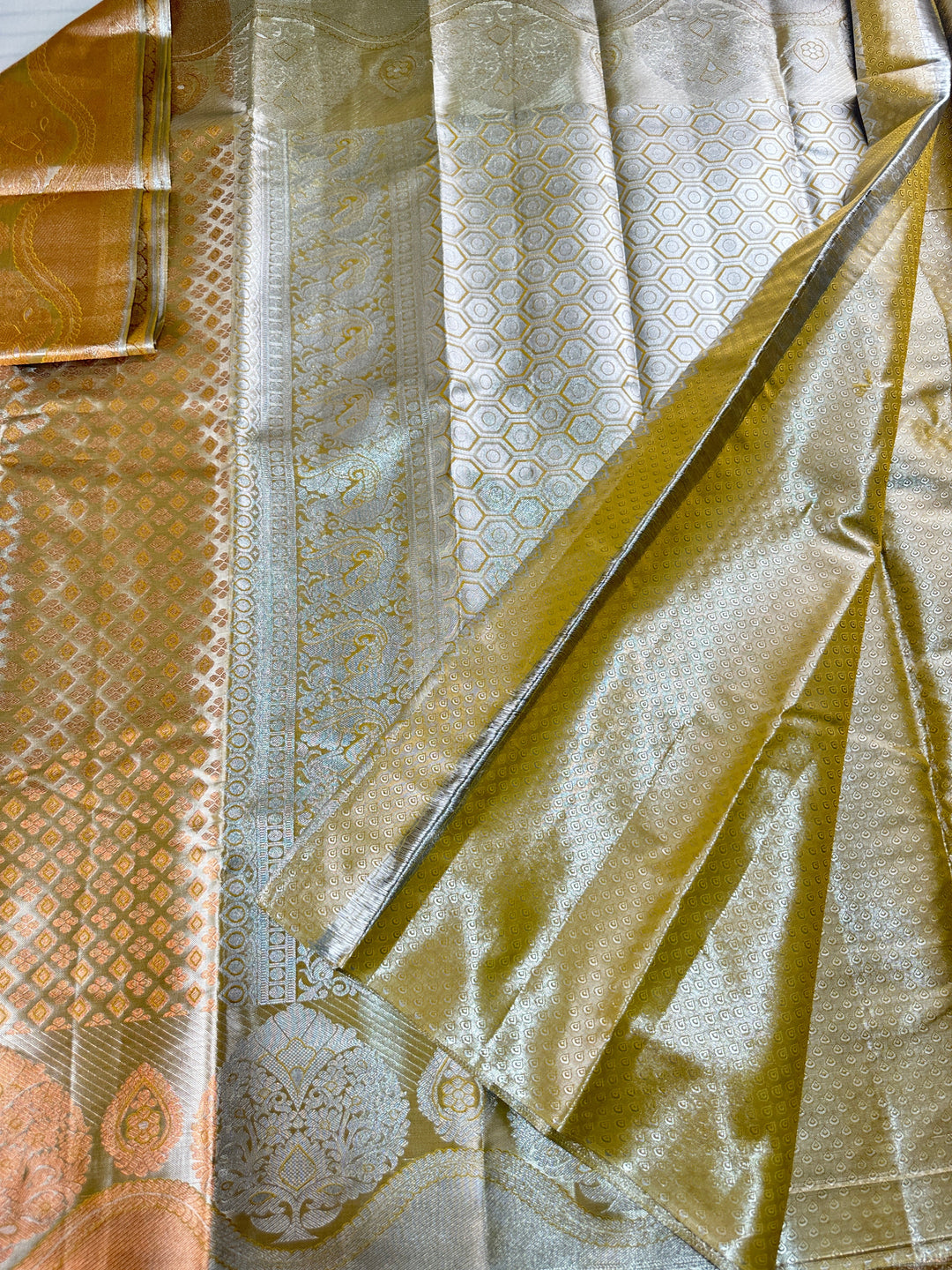 Rich Yellowish Copper Kanjipuram Silk Saree