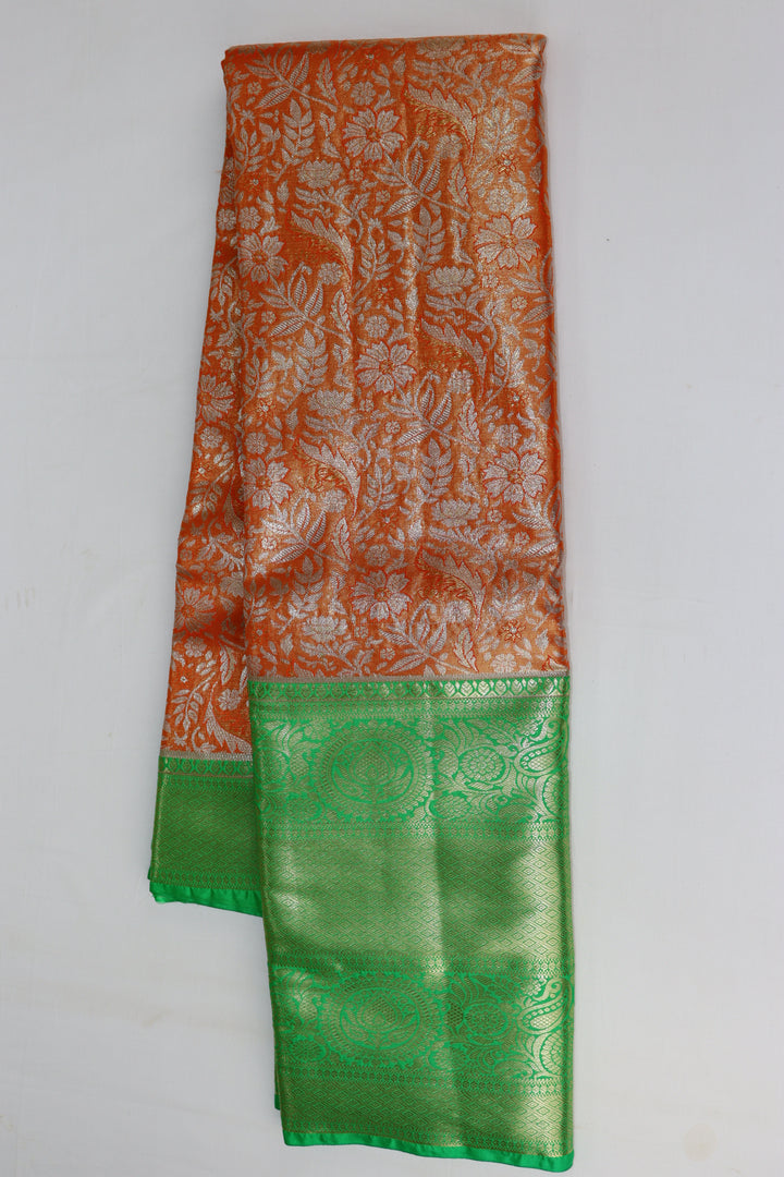 Classic Neon Orange Kanjipuram Saree