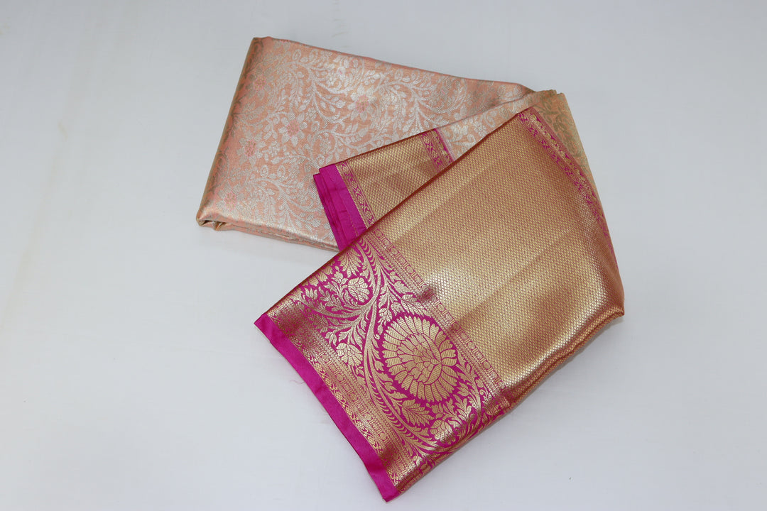 Elegant Peach Kanjipuram Saree