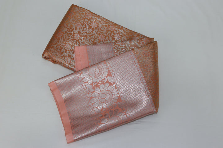 Traditional Peach Pastel Kanjipuram Saree