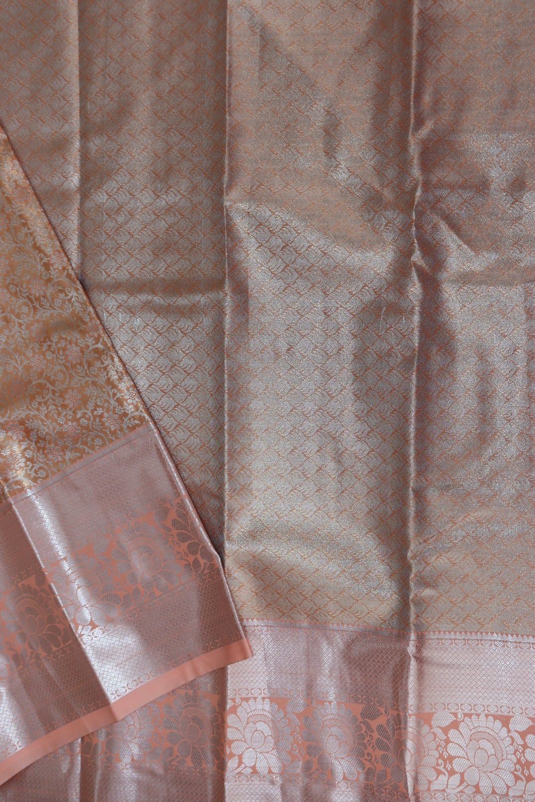 Traditional Peach Pastel Kanjipuram Saree