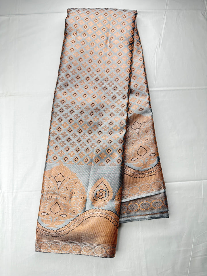 Classy Grey Kanjipuram Silk Saree