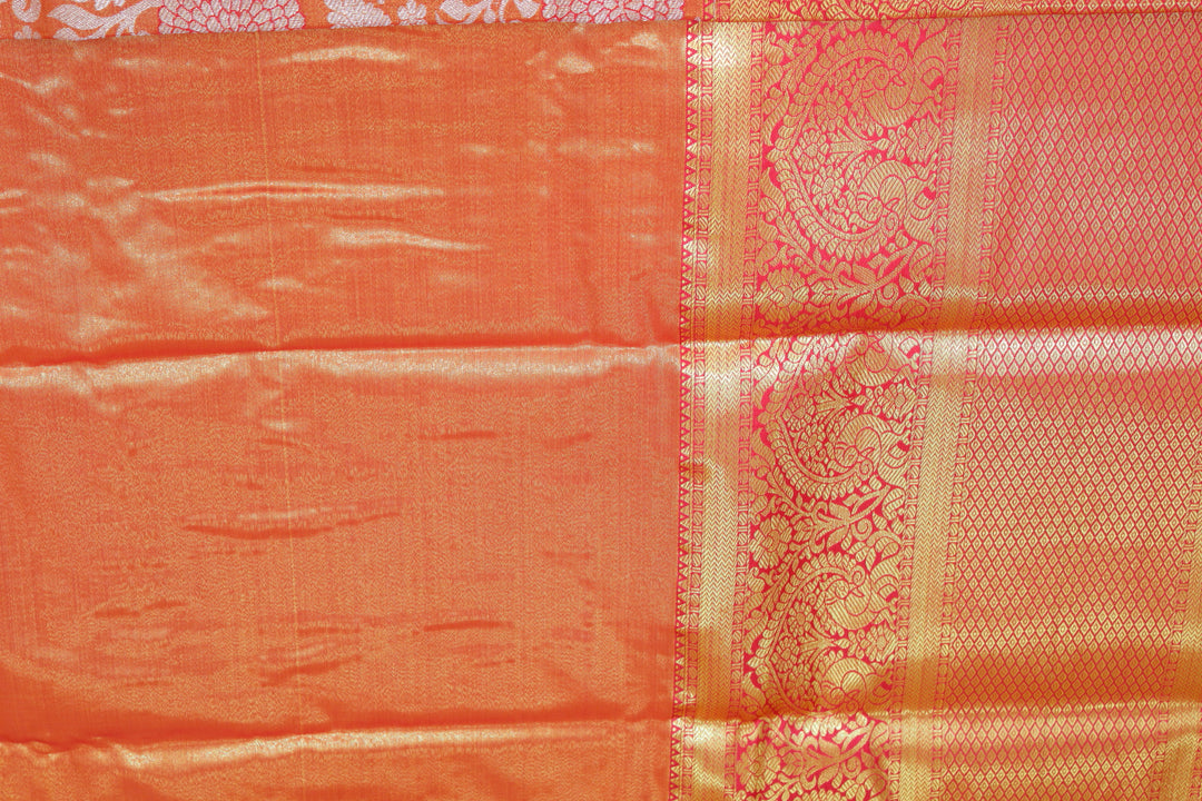 Classic Neon Orange Kanjipuram Saree