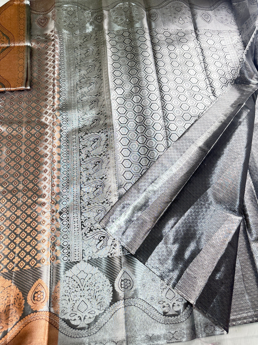 Classy Grey Kanjipuram Silk Saree