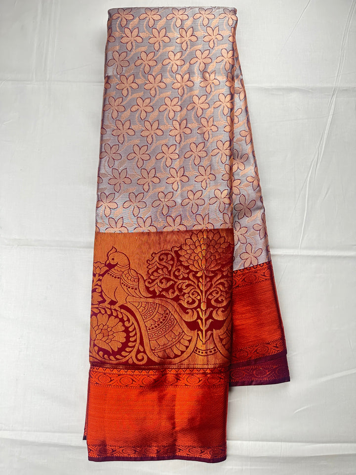 Classy Grey Kanjipuram Silk Saree