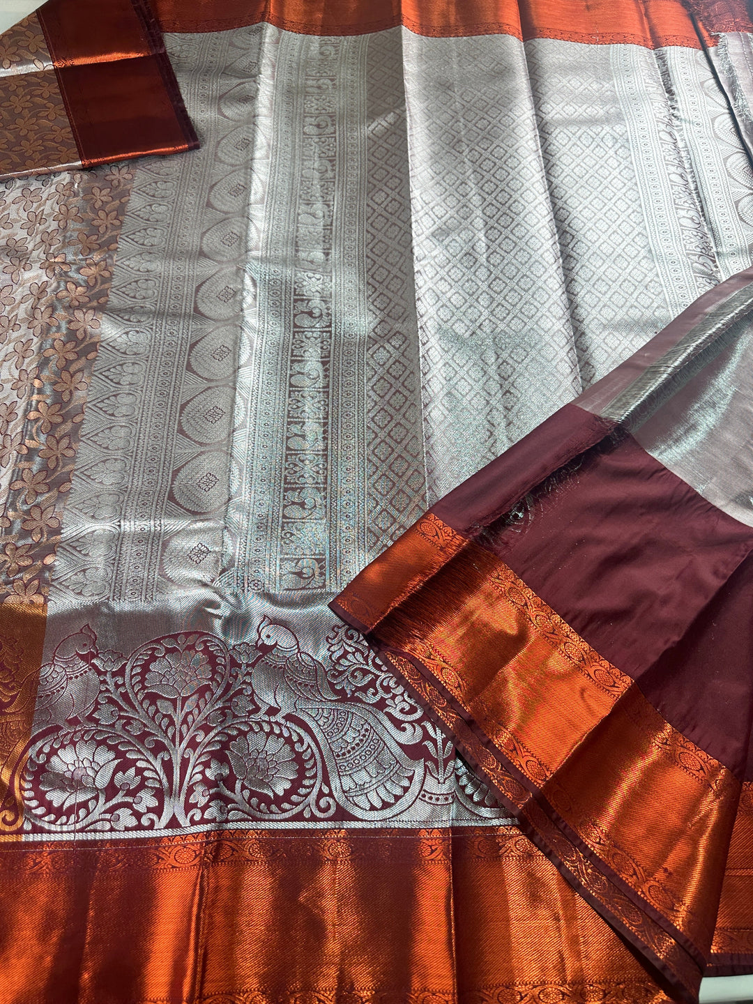 Classy Grey Kanjipuram Silk Saree