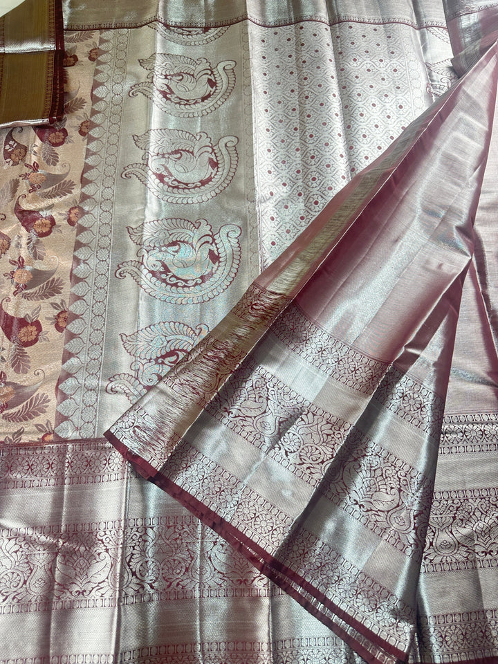 Trendy Brown Kanjipuram Silk Saree